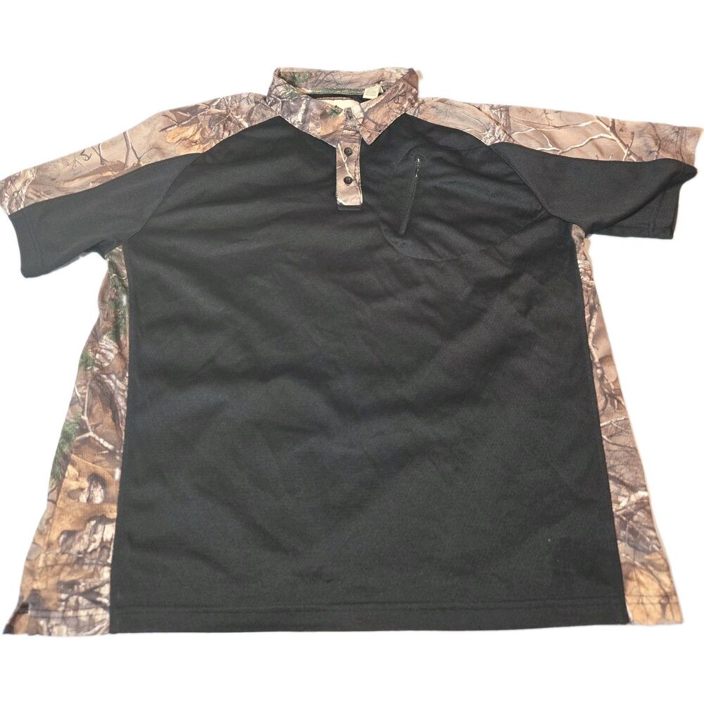 Tallwoods Element Wear Size XXL Polo Shirt Black Camo Hunting Outdoors Pocket